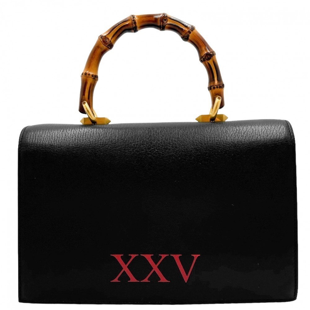 Gucci Python Leather Handbag Bamboo Black Ottilia